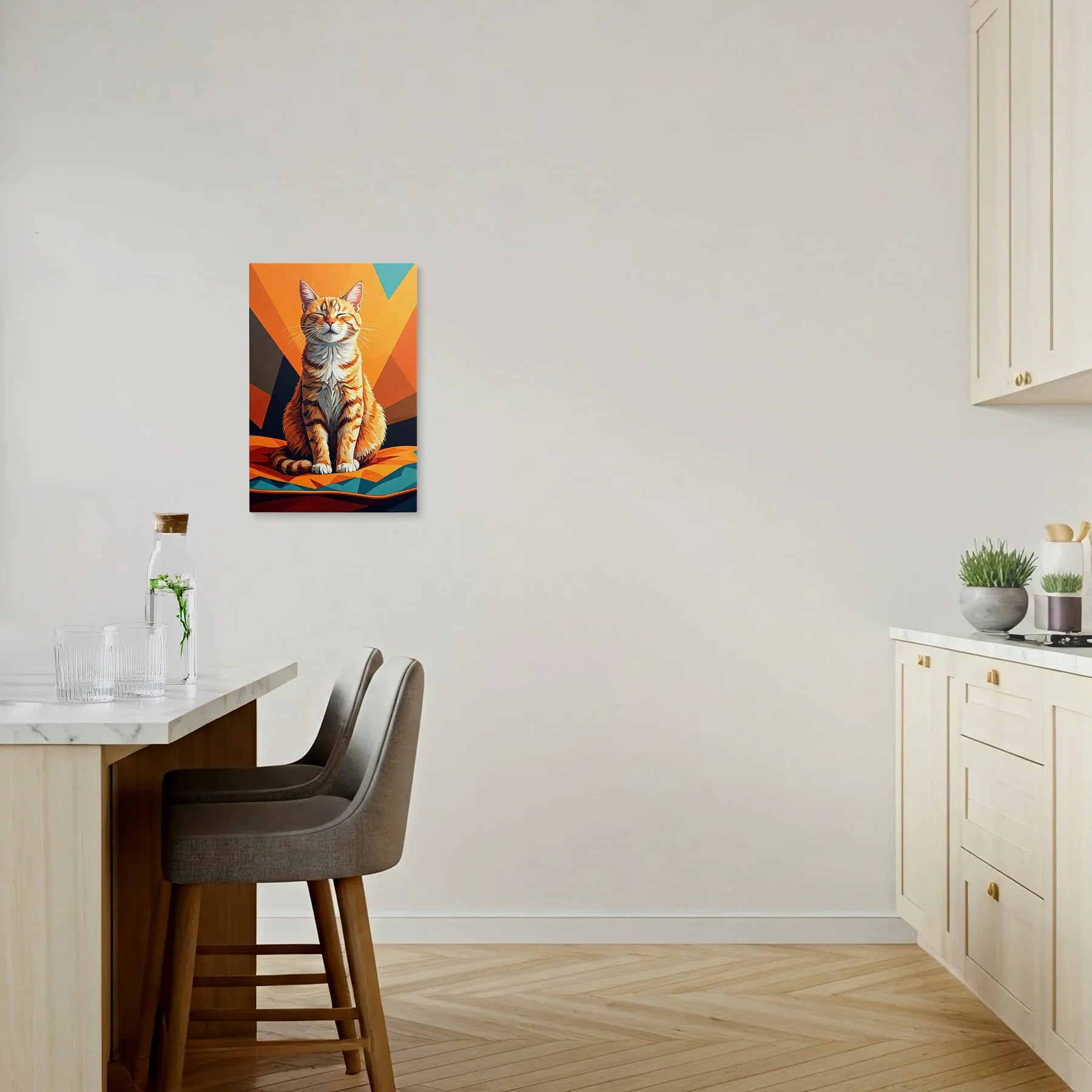 Tablou Modern - Portret Geometric Al Unei Pisici - vedere bucatarie