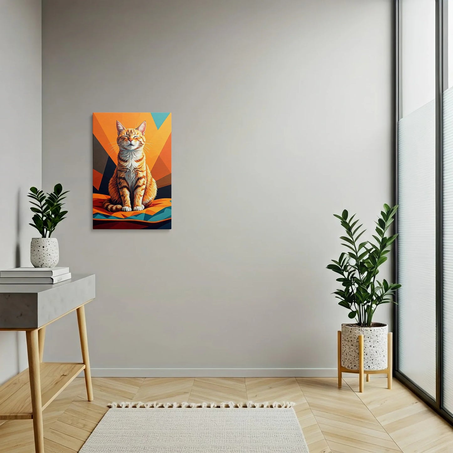 Tablou Modern - Portret Geometric Al Unei Pisici - vedere hol