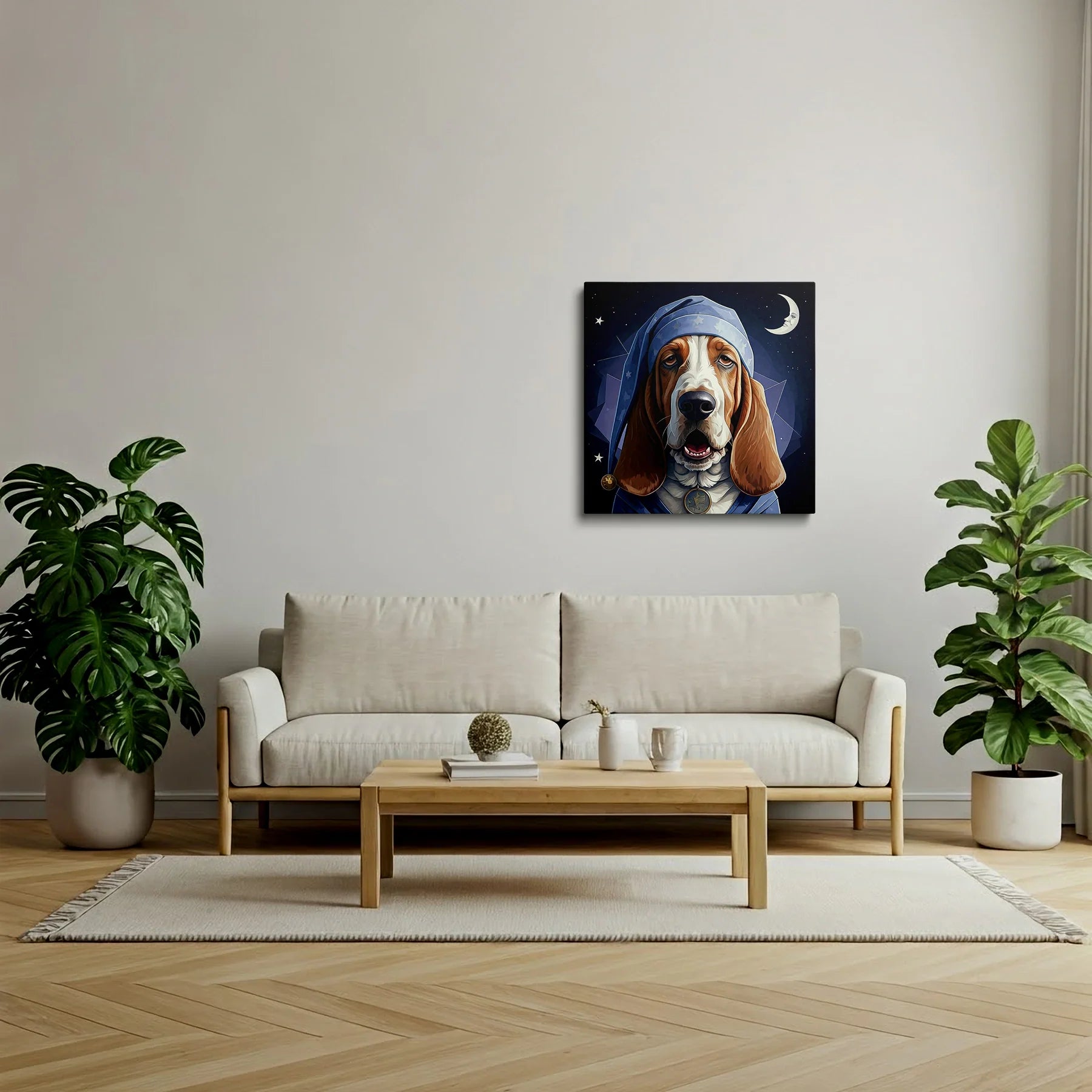 Tablou Modern - Portret Geometric Al Unui Câine Somnoros - vedere living