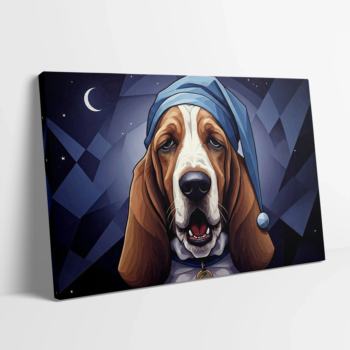 Tablou Modern - Portret Geometric Al Unui Câine Somnoros 3 - vedere din lateral sprijinit perete