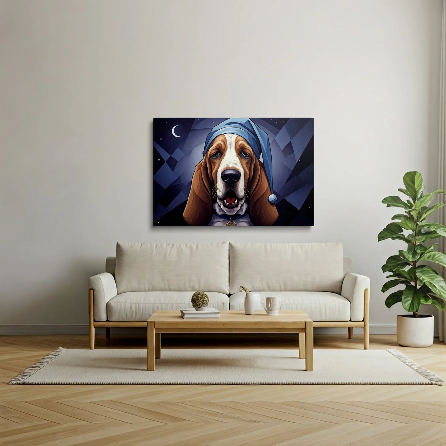 Tablou Modern - Portret Geometric Al Unui Câine Somnoros 3 - vedere living