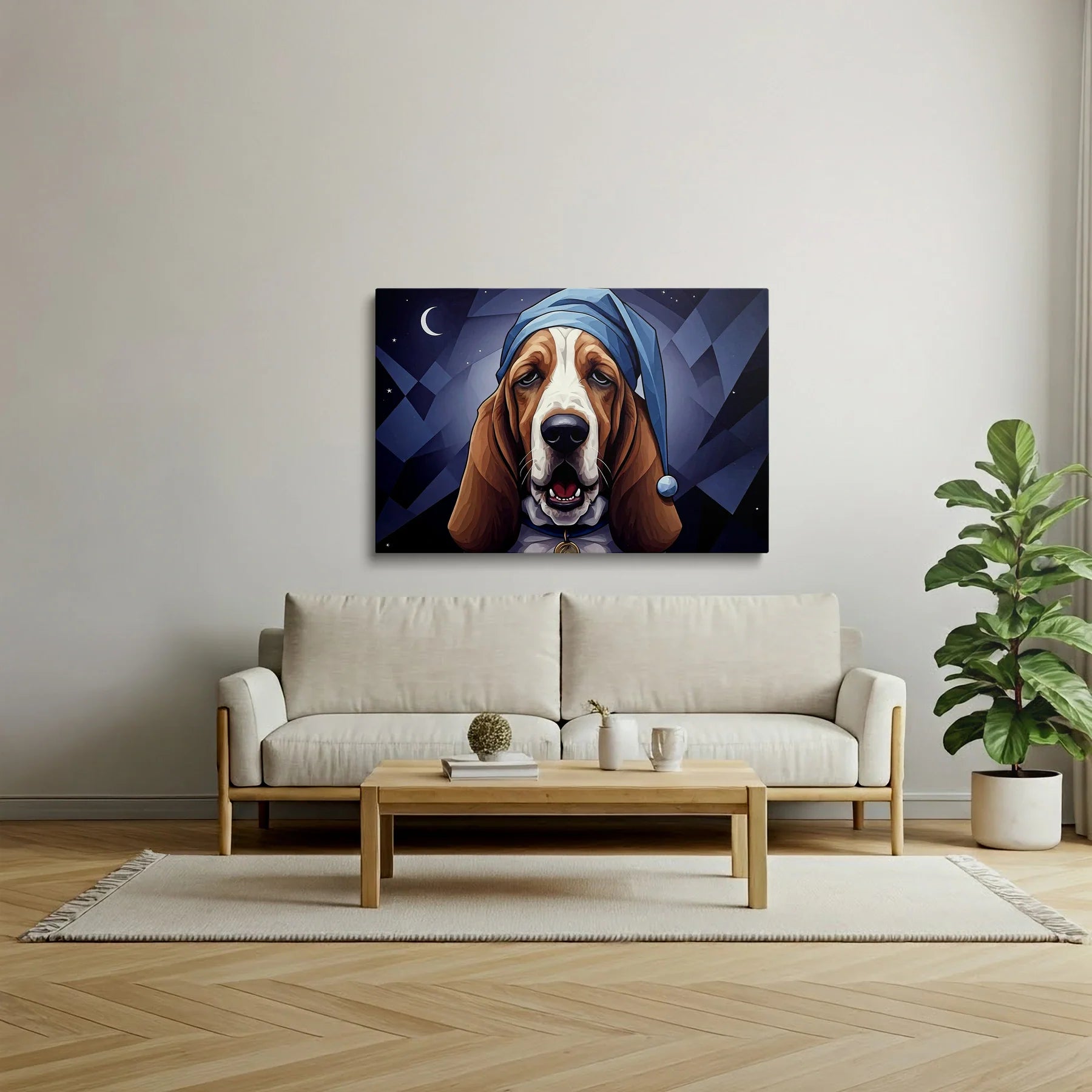 Tablou Modern - Portret Geometric Al Unui Câine Somnoros 3 - vedere living
