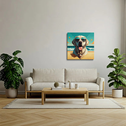 Tablou Modern - Portret Geometric de Câine Surfer - vedere living