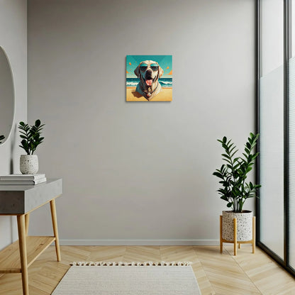 Tablou Modern - Portret Geometric de Câine Surfer - vedere hol