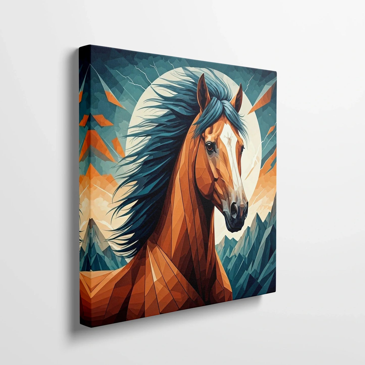 Tablou Modern - Portret Geometric Al Unui Cal 4 - vedere din lateral sprijinit perete