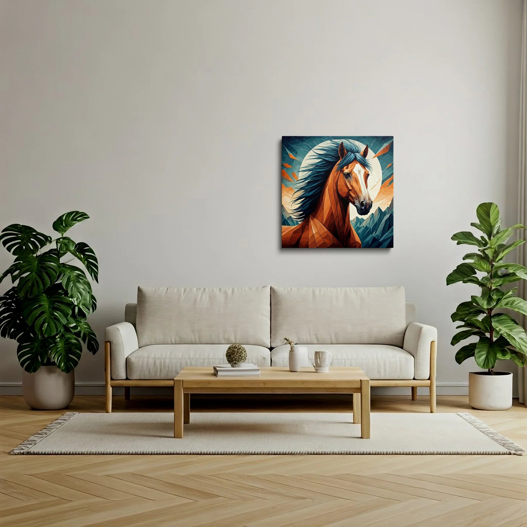 Tablou Modern - Portret Geometric Al Unui Cal 4 - vedere living