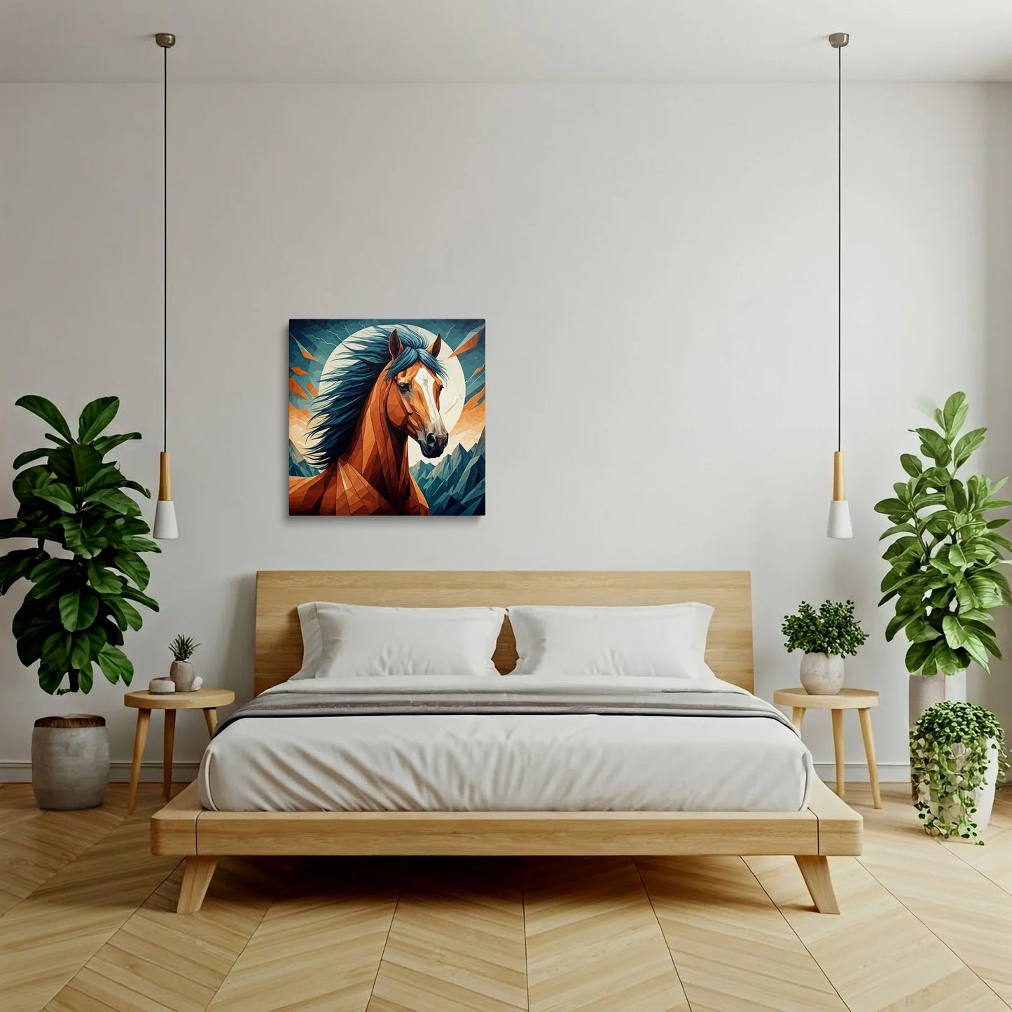 Tablou Modern - Portret Geometric Al Unui Cal 4 - vedere dormitor