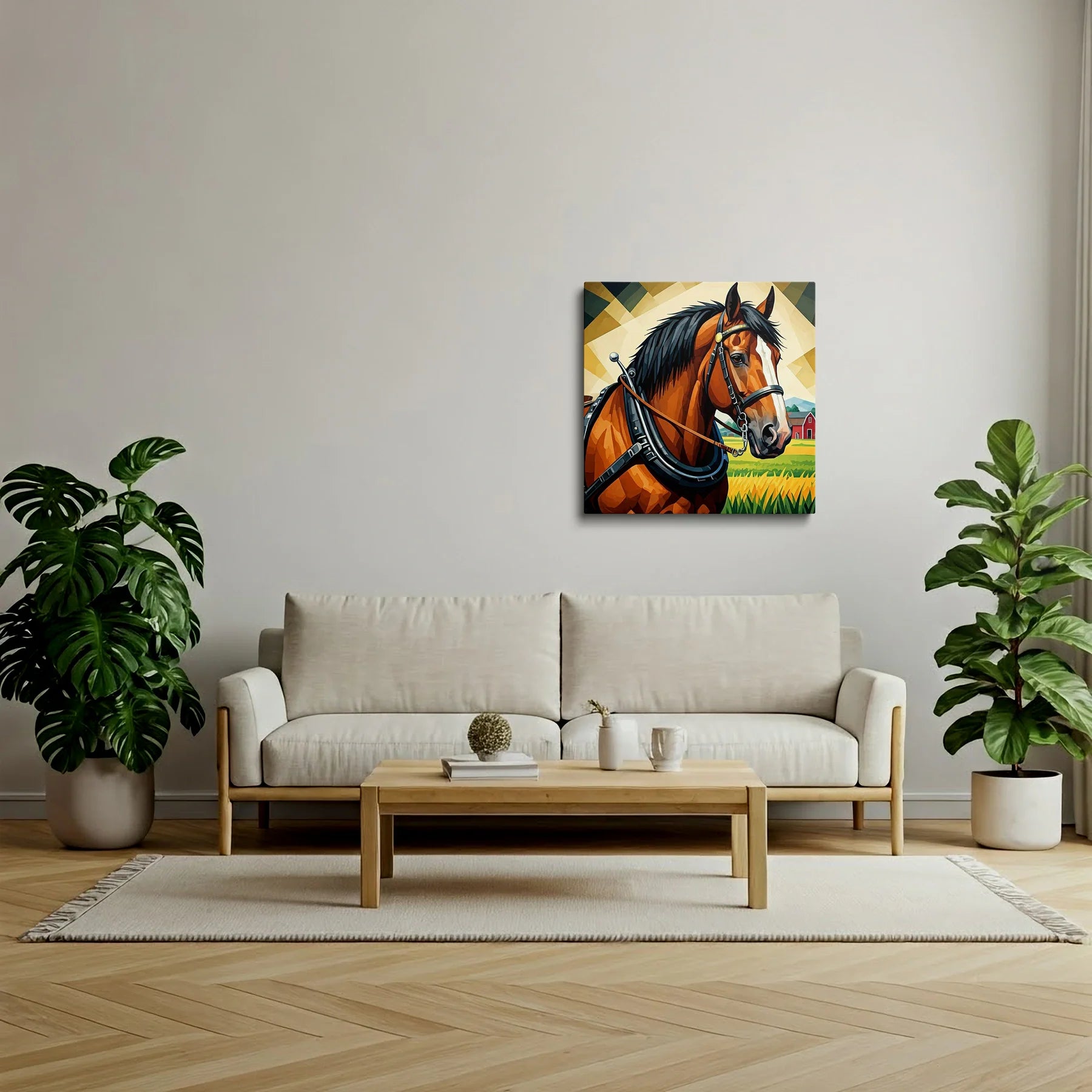 Tablou Modern - Portret Cubist Al Unui Cal Viu - vedere living