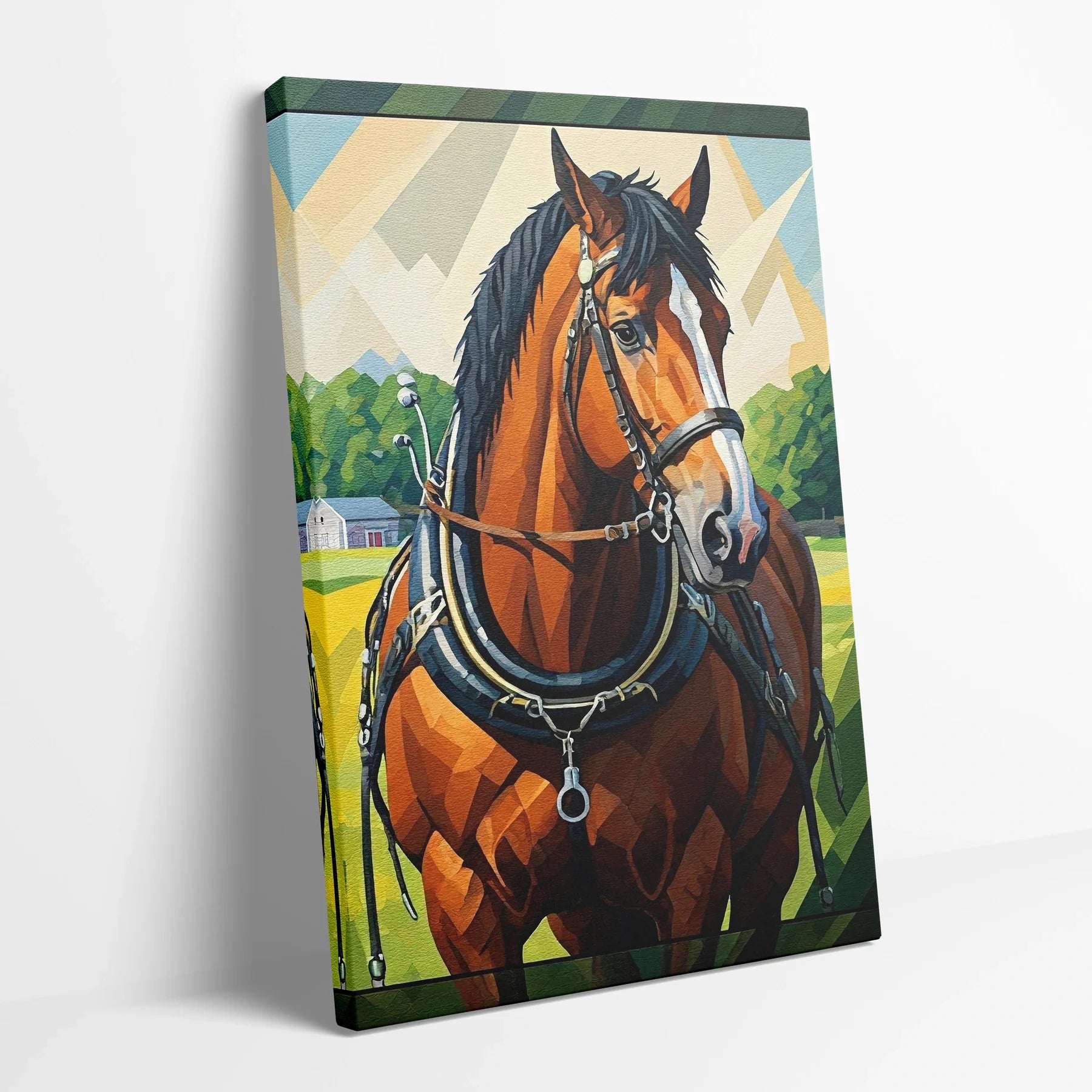 Tablou Modern - Portret Geometric de Cal 5 - vedere din lateral sprijinit perete