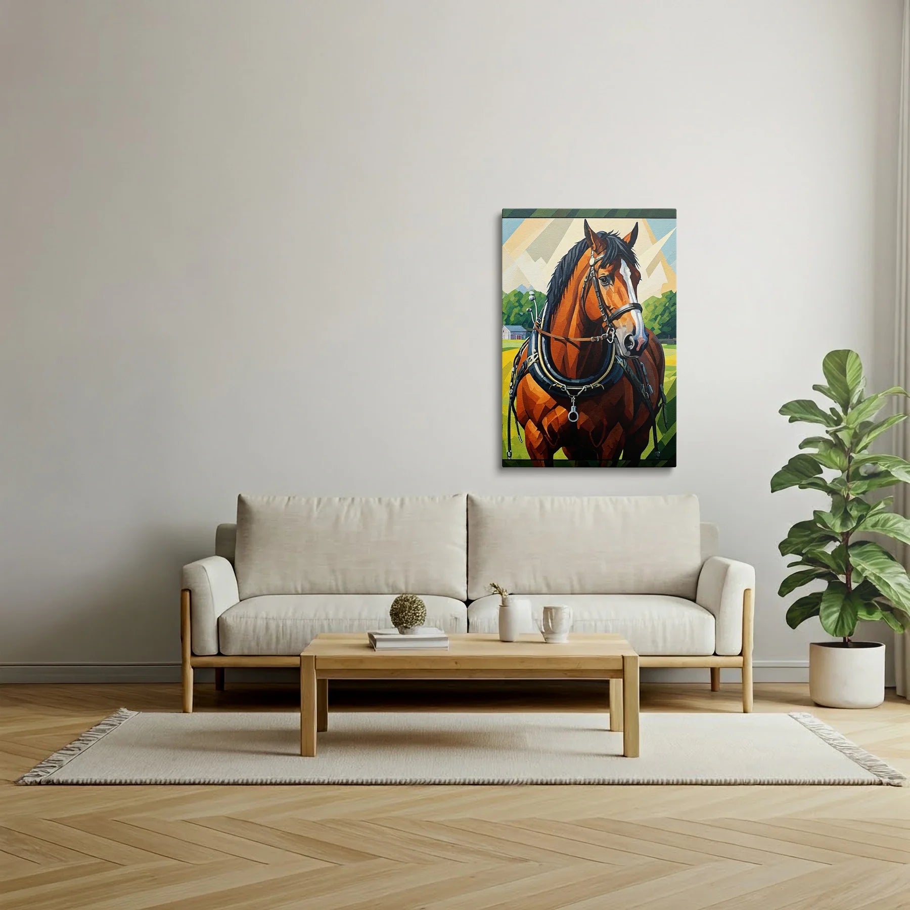 Tablou Modern - Portret Geometric de Cal 5 - vedere living