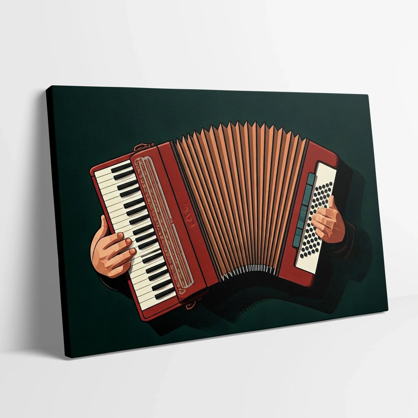 Tablou Modern - Accordion Cubist Colorat - vedere din lateral sprijinit perete