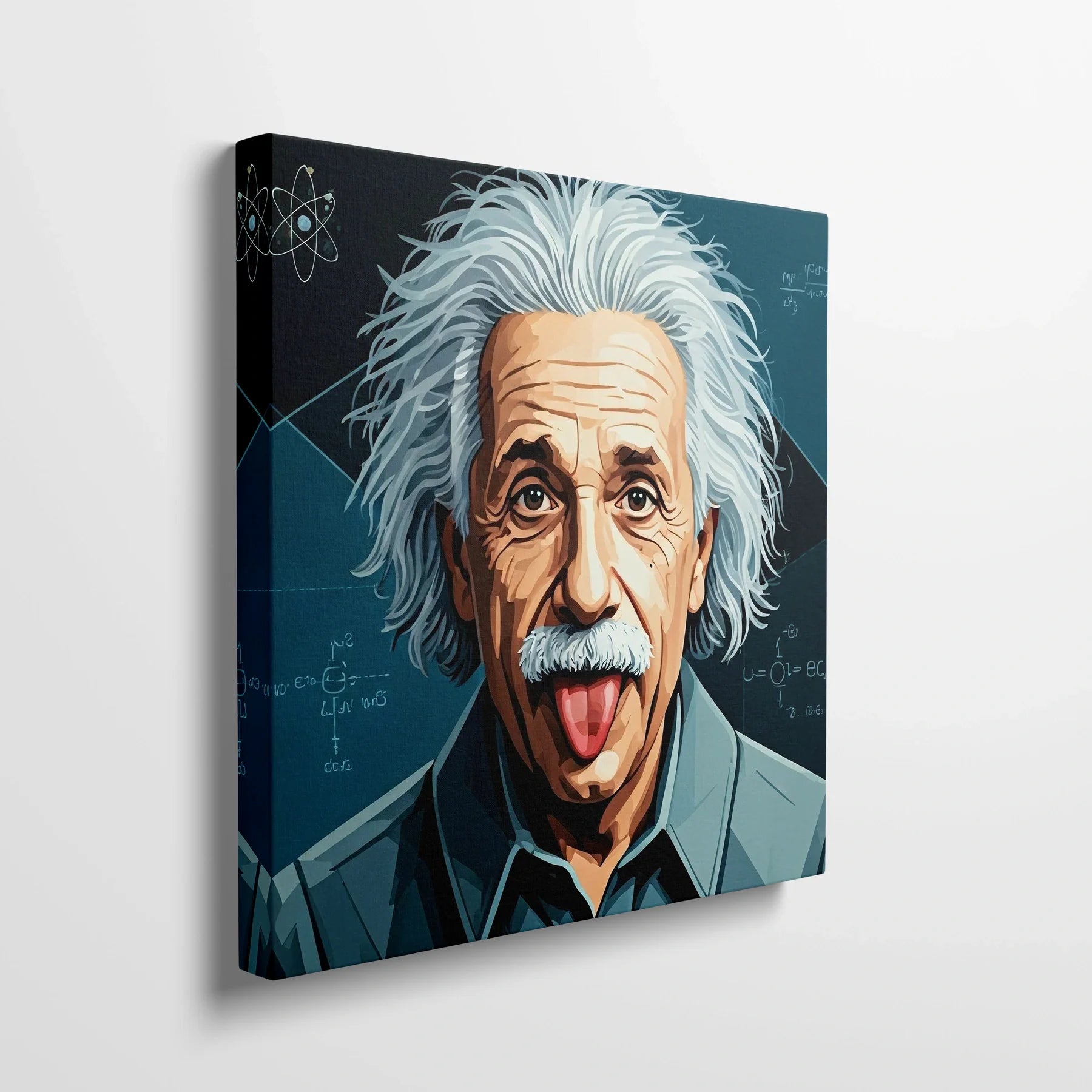 Tablou Modern - Albert Einstein Cubist - vedere din lateral sprijinit perete