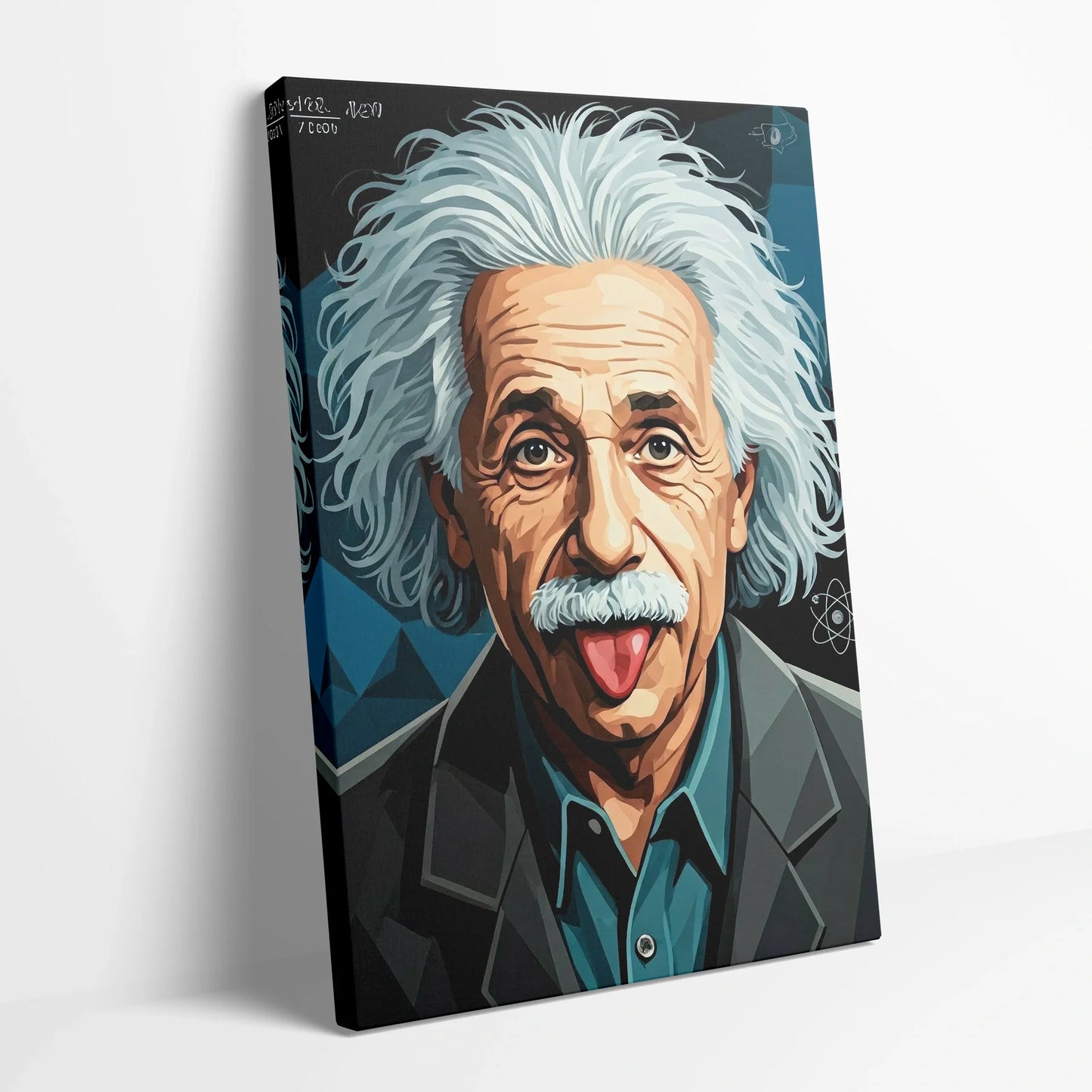 Tablou Modern - Portret Cubist Albert Einstein - vedere din lateral sprijinit perete