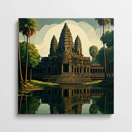 Tablou Modern - Portret Cubist Al Angkor Wat - vedere din fata