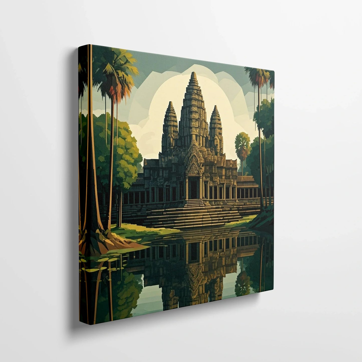 Tablou Modern - Portret Cubist Al Angkor Wat - vedere din lateral sprijinit perete