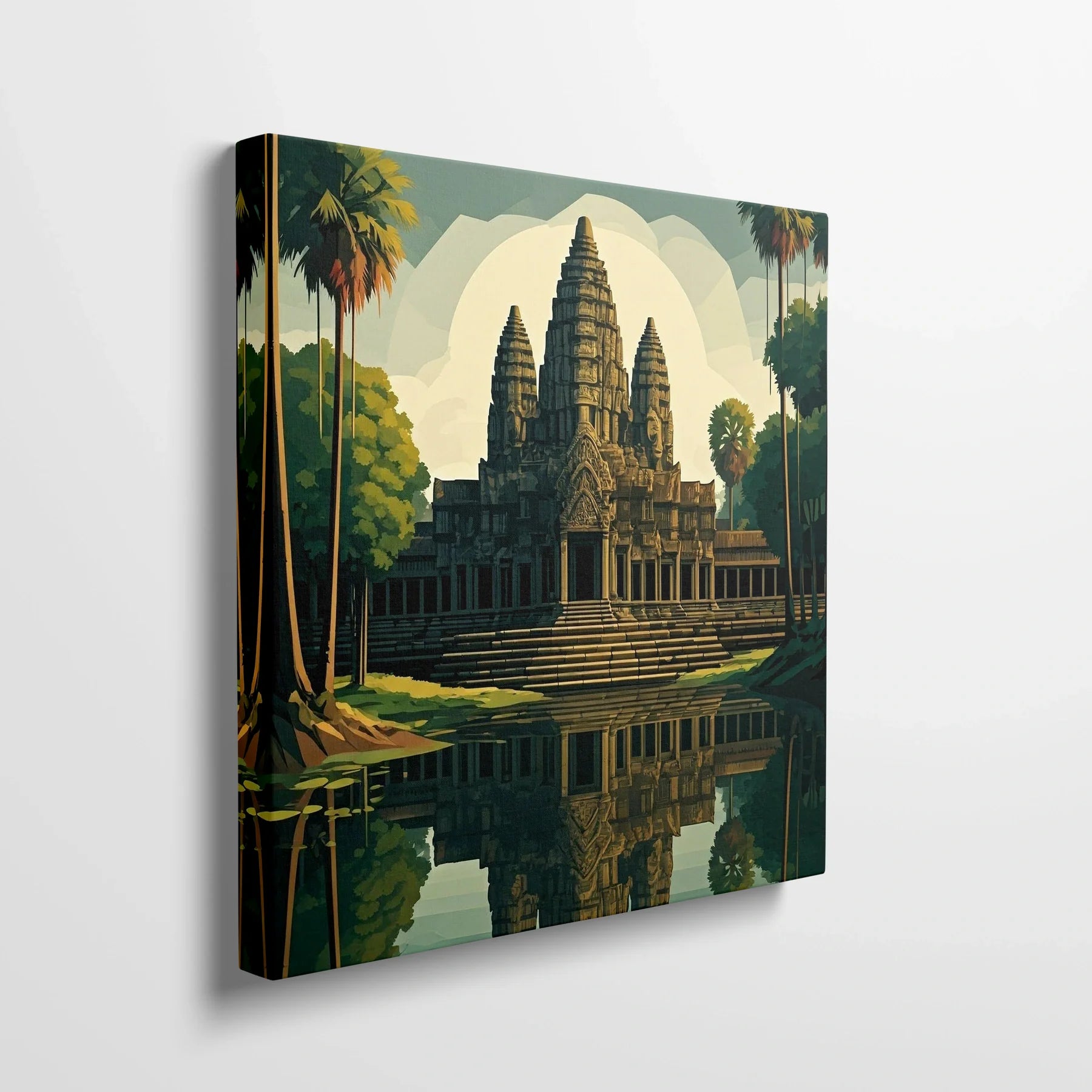 Tablou Modern - Portret Cubist Al Angkor Wat - vedere din lateral sprijinit perete