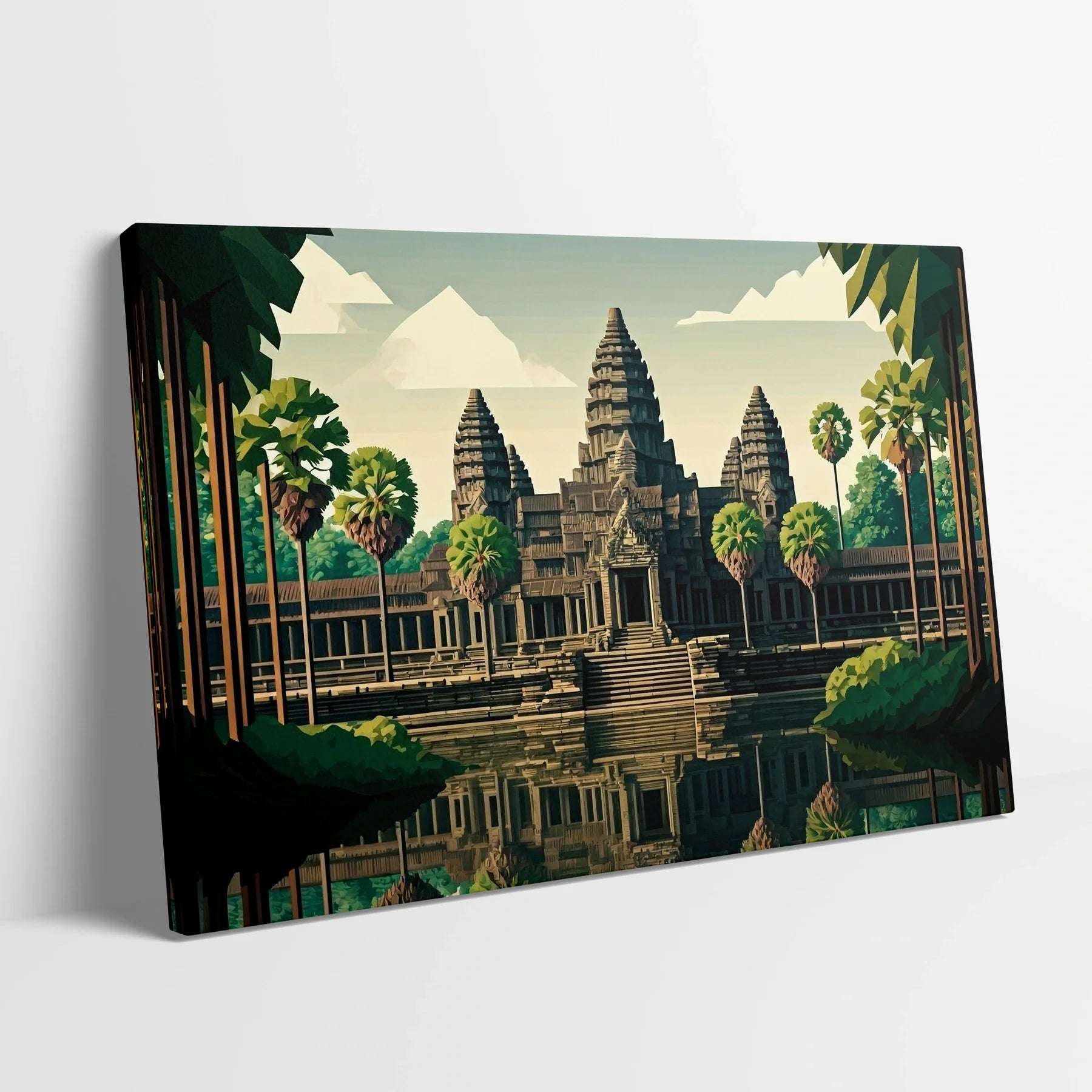Tablou Modern - Portret Cubist Al Angkor Wat 2 - vedere din lateral sprijinit perete