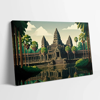 Tablou Modern - Portret Cubist Al Angkor Wat 2 - vedere din lateral sprijinit perete