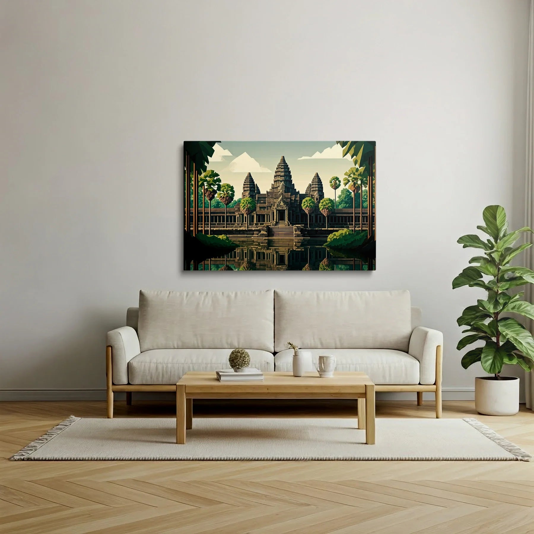 Tablou Modern - Portret Cubist Al Angkor Wat 2 - vedere living