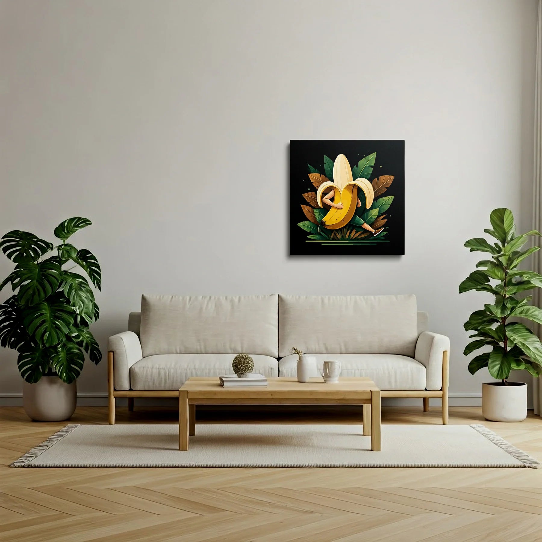 Tablou Modern - Portret Geometric de Banană - vedere living