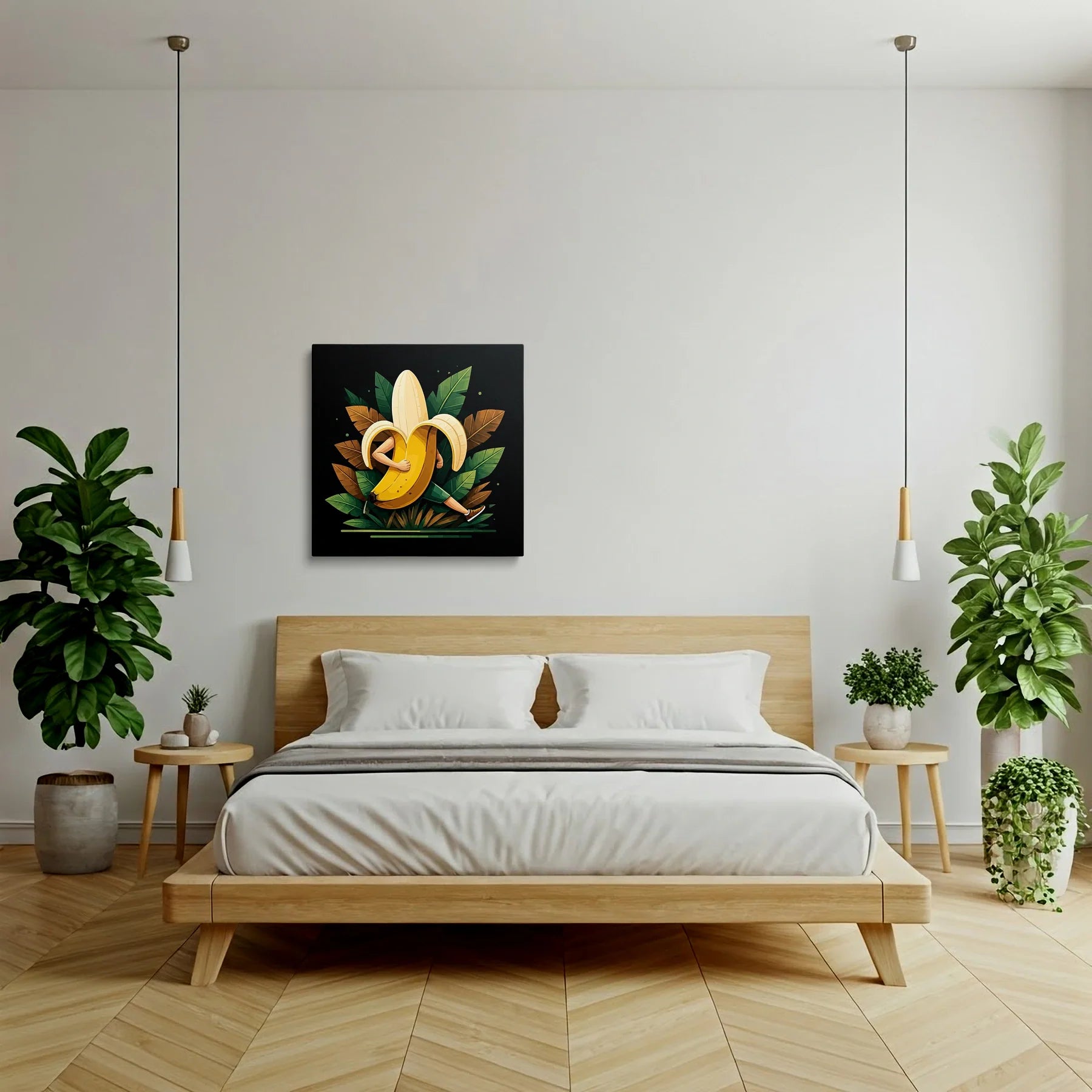 Tablou Modern - Portret Geometric de Banană - vedere dormitor