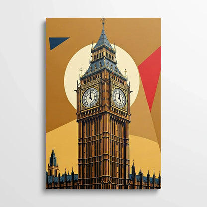 Tablou Modern - Big Ben Cubist în Culori Intense