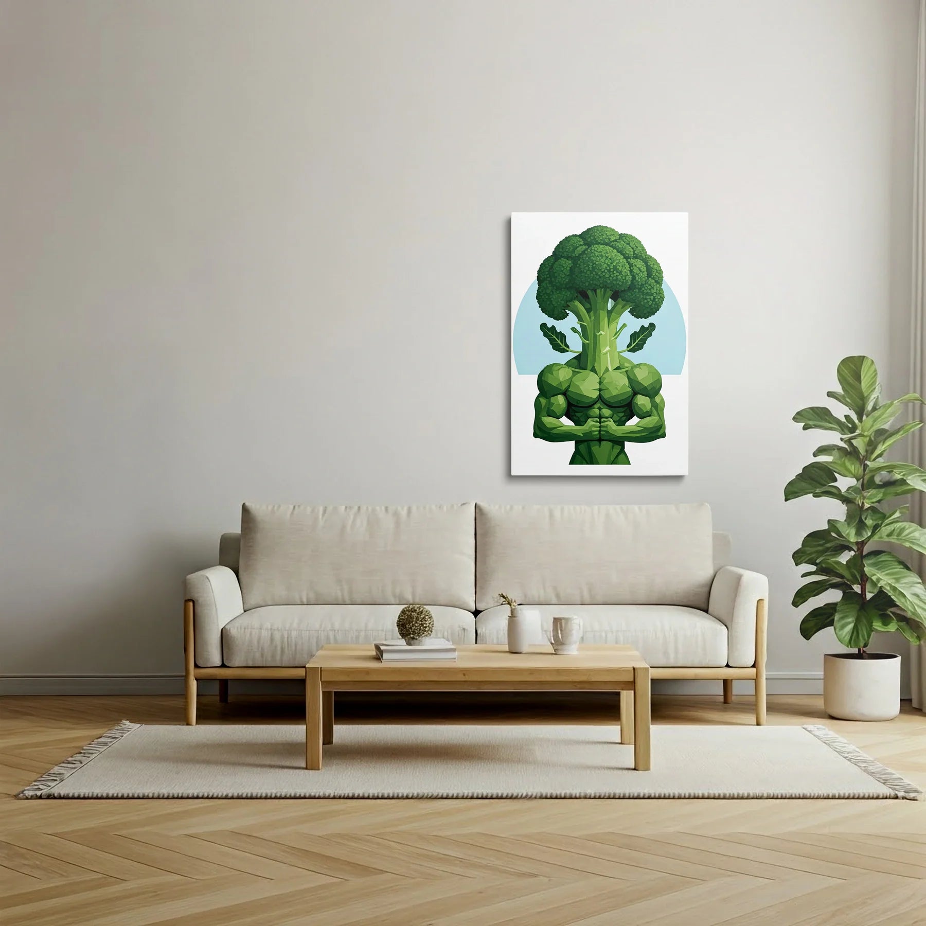 Tablou Modern - Portret Geometric de Broccoli - vedere living
