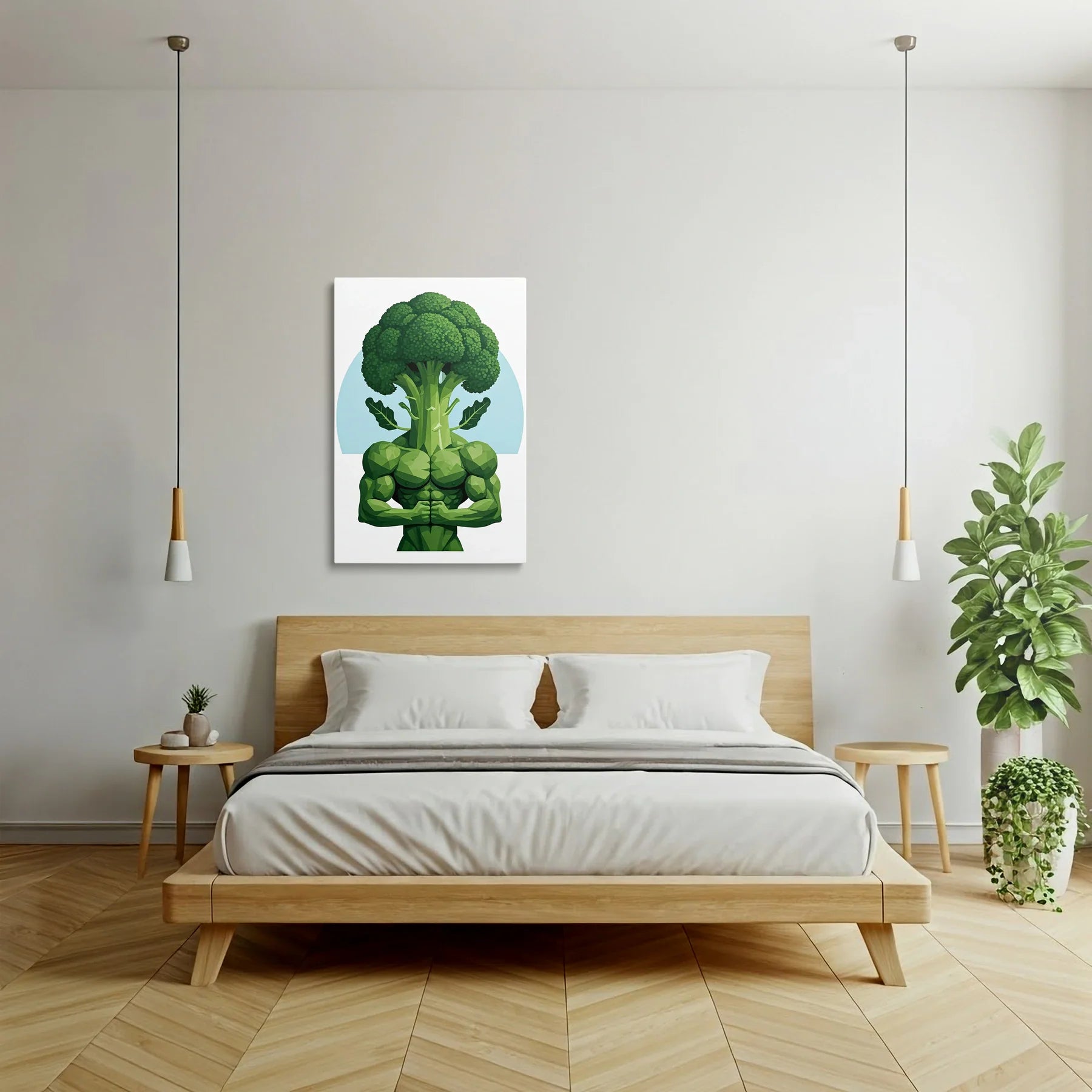Tablou Modern - Portret Geometric de Broccoli - vedere dormitor