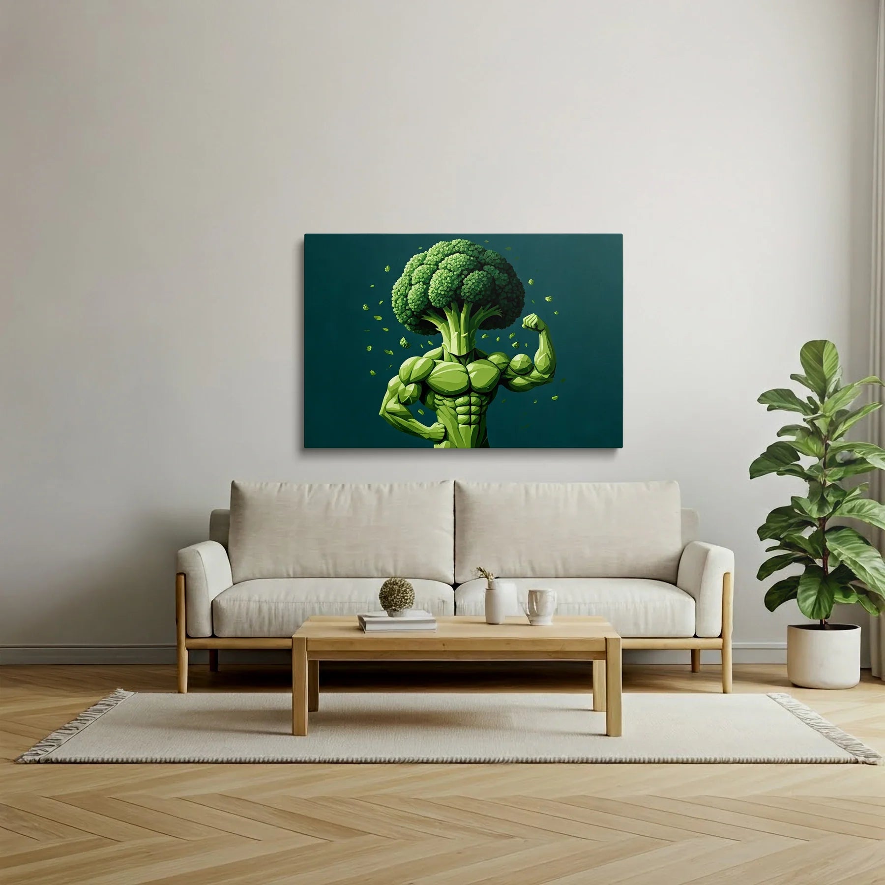Tablou Modern - Portret Cubist de Broccoli - vedere living