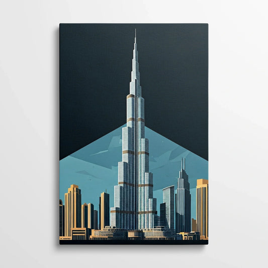 Tablou Modern - Portret Geometric Al Burj Khalifa - vedere din fata