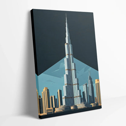 Tablou Modern - Portret Geometric Al Burj Khalifa - vedere din lateral sprijinit perete