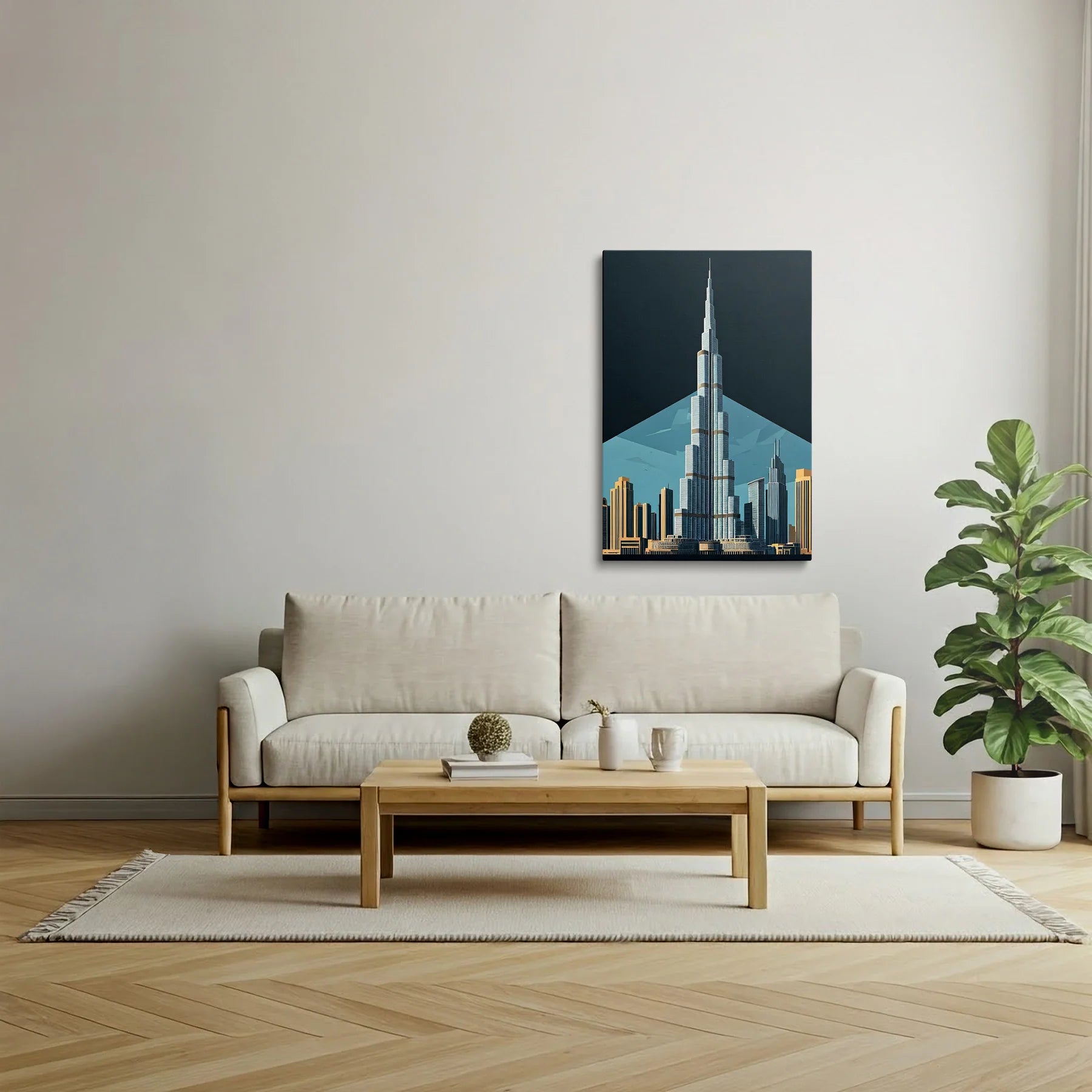 Tablou Modern - Portret Geometric Al Burj Khalifa - vedere living