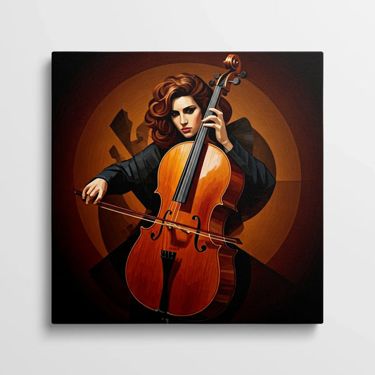 Tablou Modern - Portret Geometric Al Violoncelului - vedere din fata