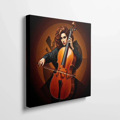 Tablou Modern - Portret Geometric Al Violoncelului - vedere din lateral sprijinit perete