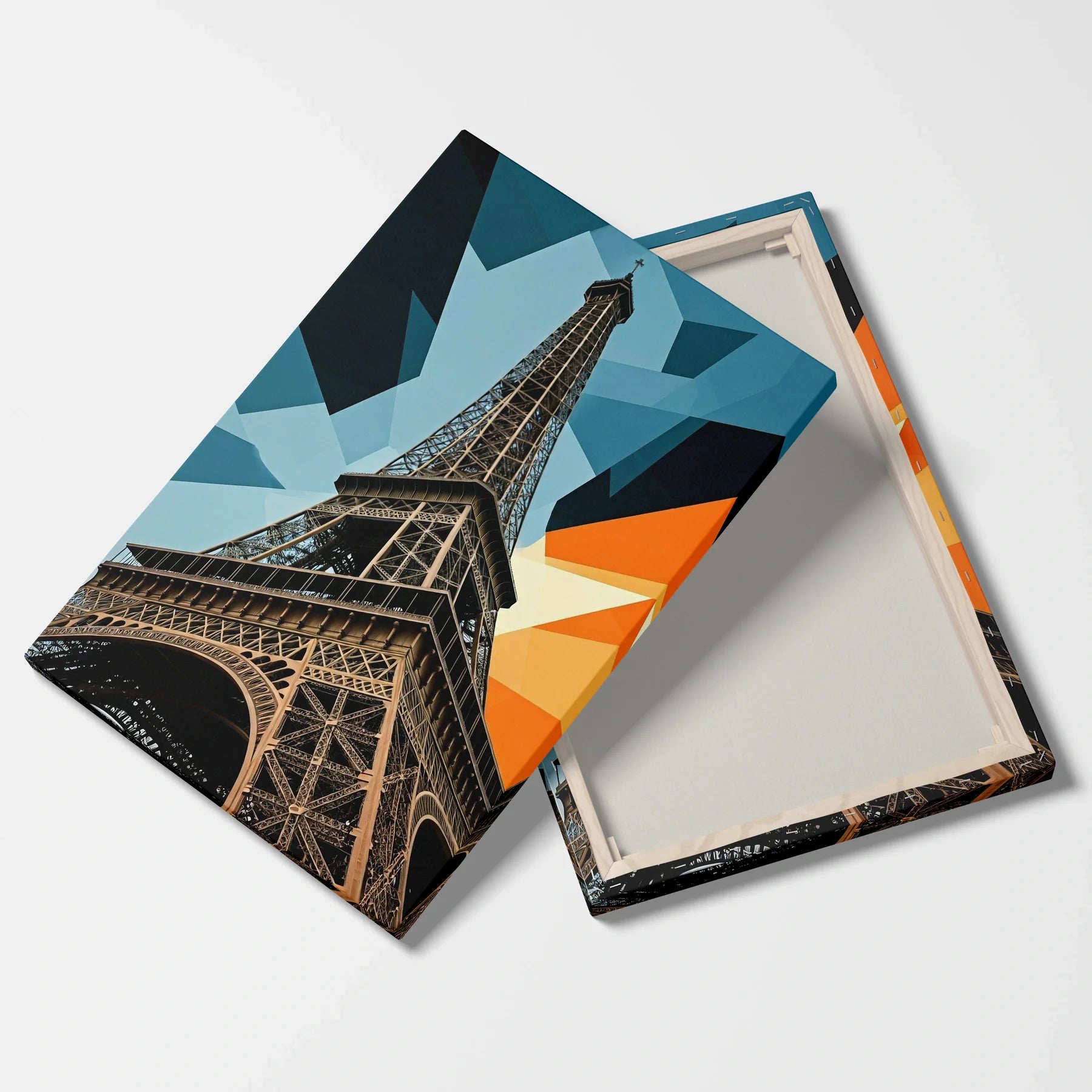 Tablou Modern - Efect Cubist Al Turnului Eiffel - vedere fata verso