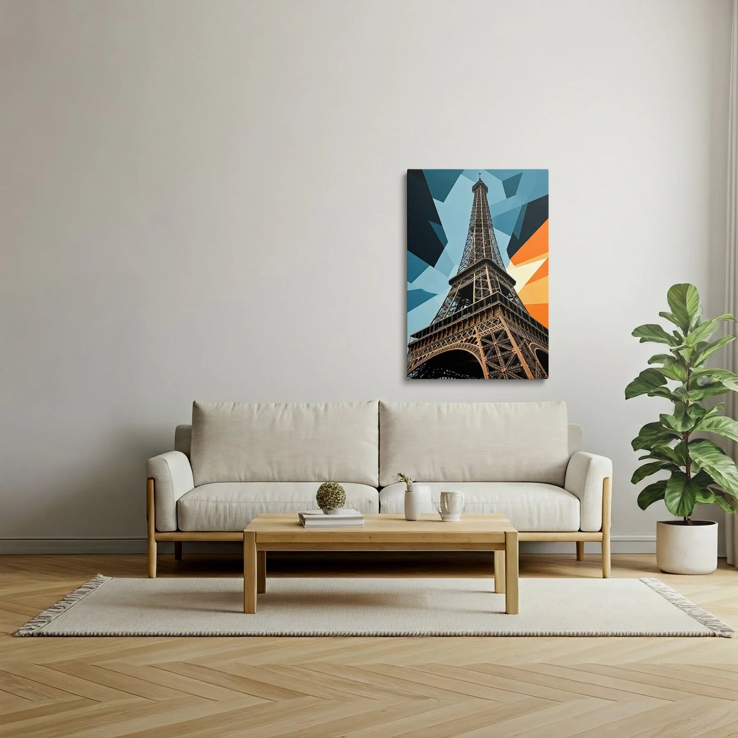 Tablou Modern - Efect Cubist Al Turnului Eiffel - vedere living