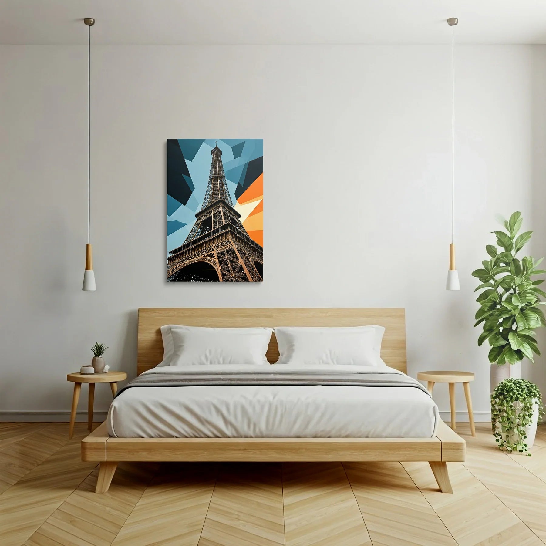 Tablou Modern - Efect Cubist Al Turnului Eiffel - vedere dormitor