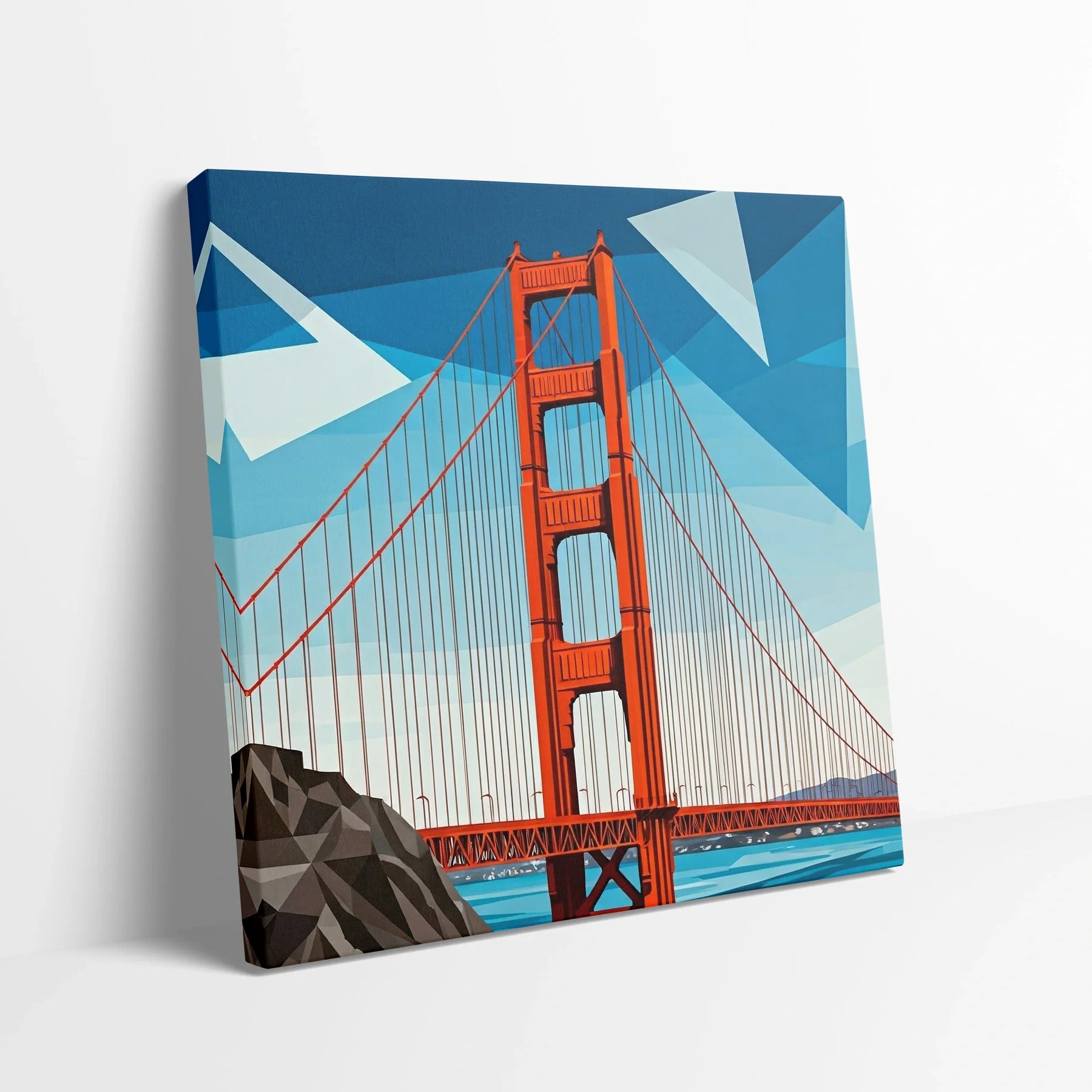 Tablou Modern - Portret Geometric Al Podului Golden Gate - vedere din lateral
