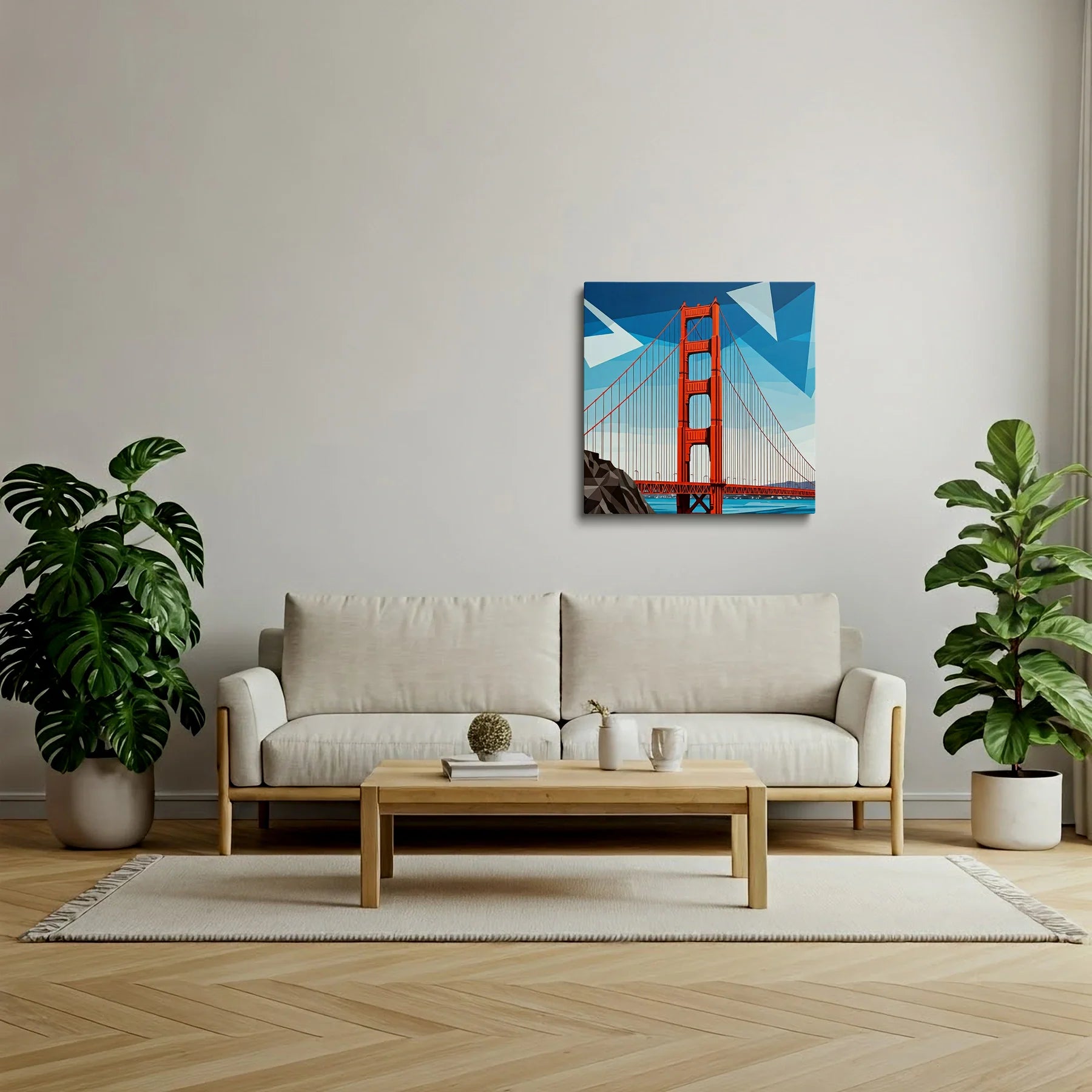 Tablou Modern - Portret Geometric Al Podului Golden Gate - vedere living