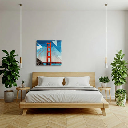Tablou Modern - Portret Geometric Al Podului Golden Gate - vedere dormitor