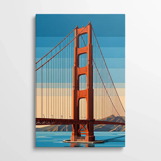 Tablou Modern - Golden Gate Bridge Cubist - vedere din fata