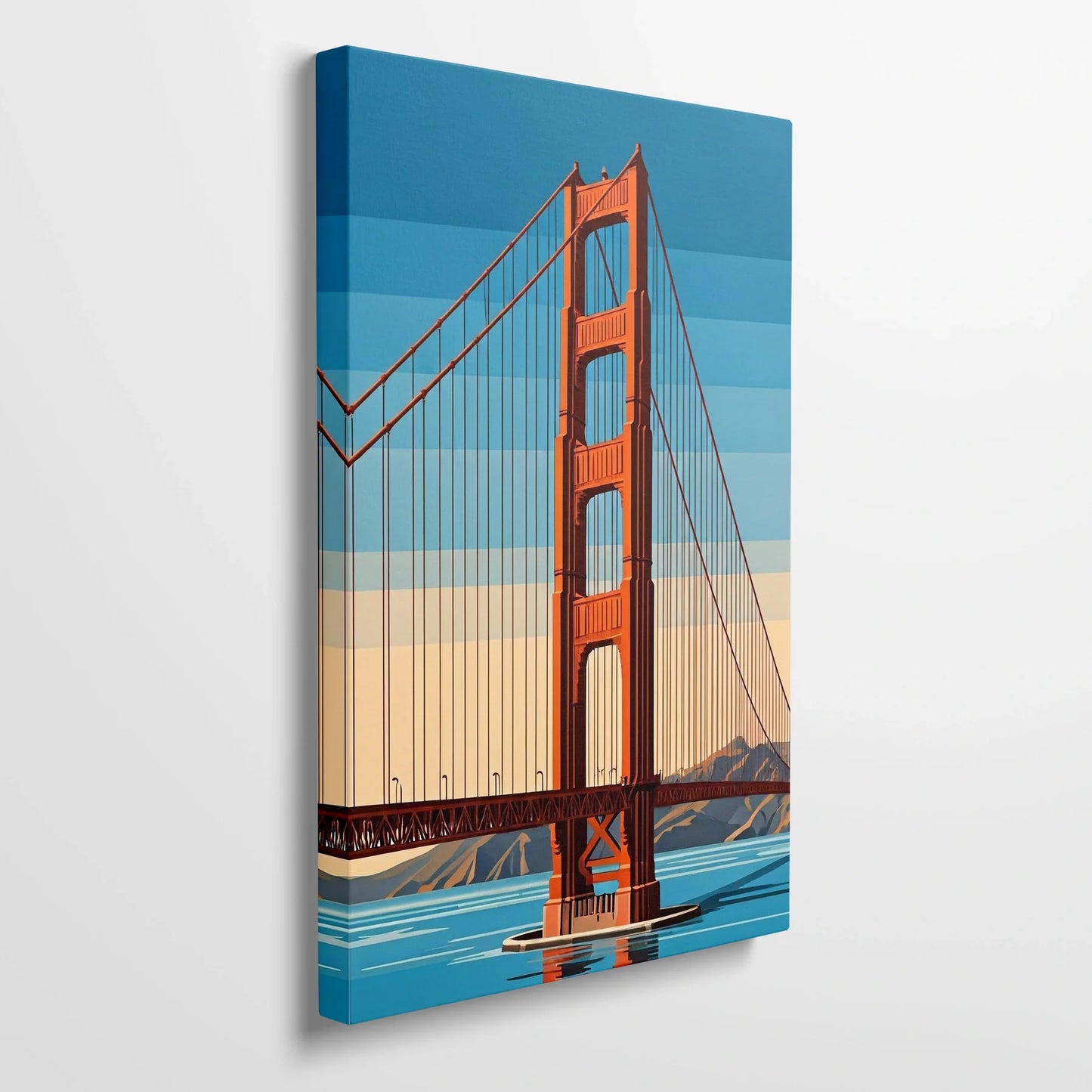 Tablou Modern - Golden Gate Bridge Cubist - vedere din lateral