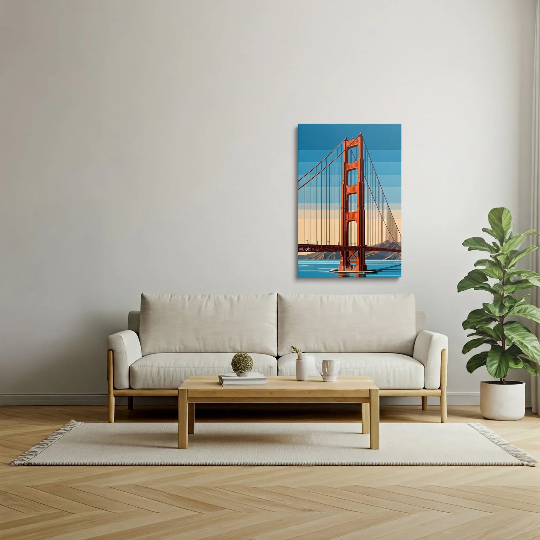 Tablou Modern - Golden Gate Bridge Cubist - vedere living