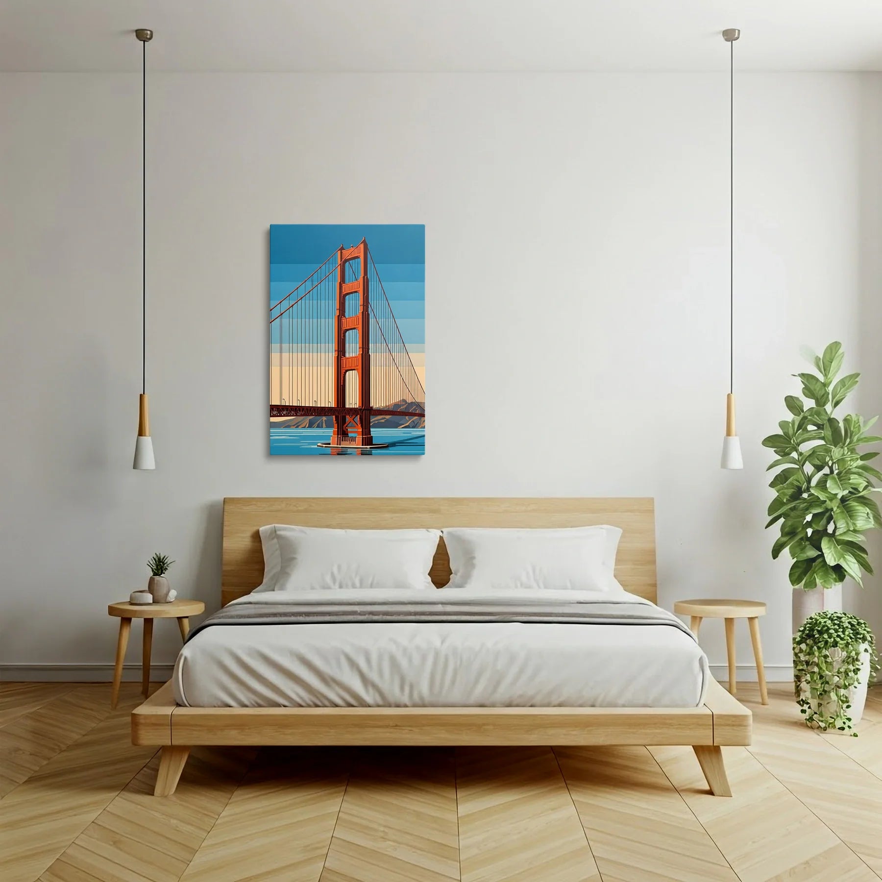 Tablou Modern - Golden Gate Bridge Cubist - vedere dormitor