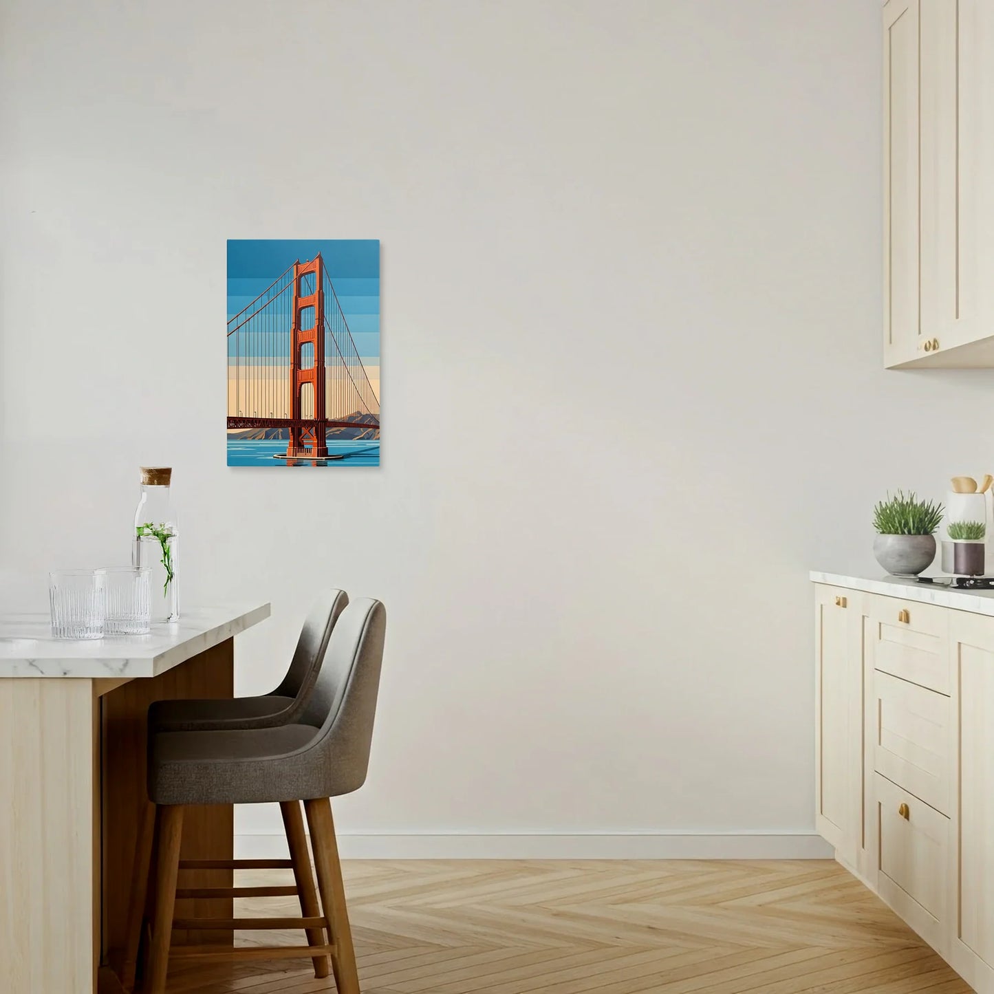 Tablou Modern - Golden Gate Bridge Cubist - vedere bucatarie