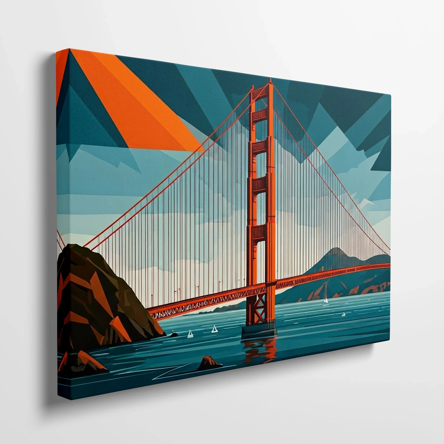 Tablou Modern - Podul Golden Gate în Stil Cubist - vedere din lateral