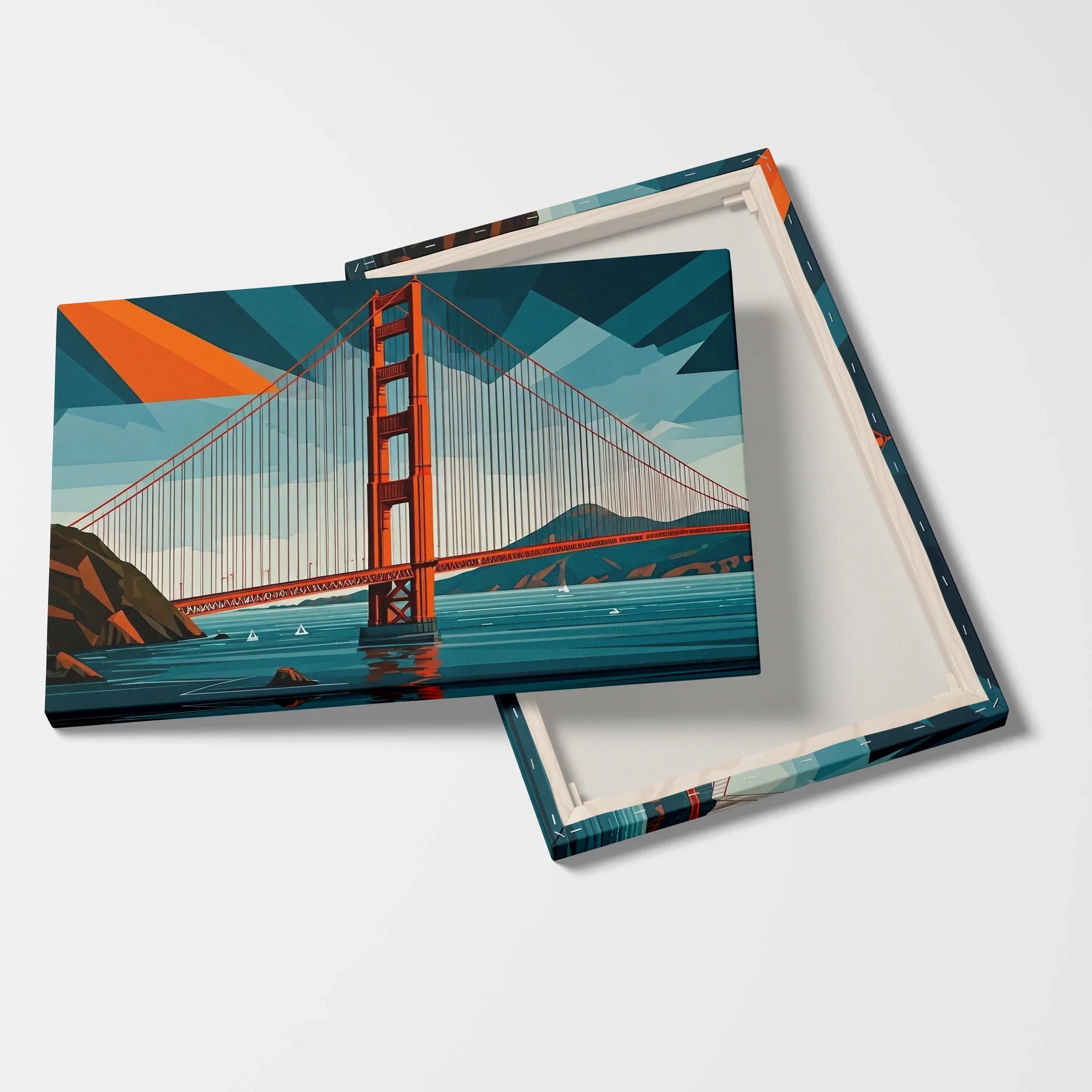 Tablou Modern - Podul Golden Gate în Stil Cubist - vedere fata verso