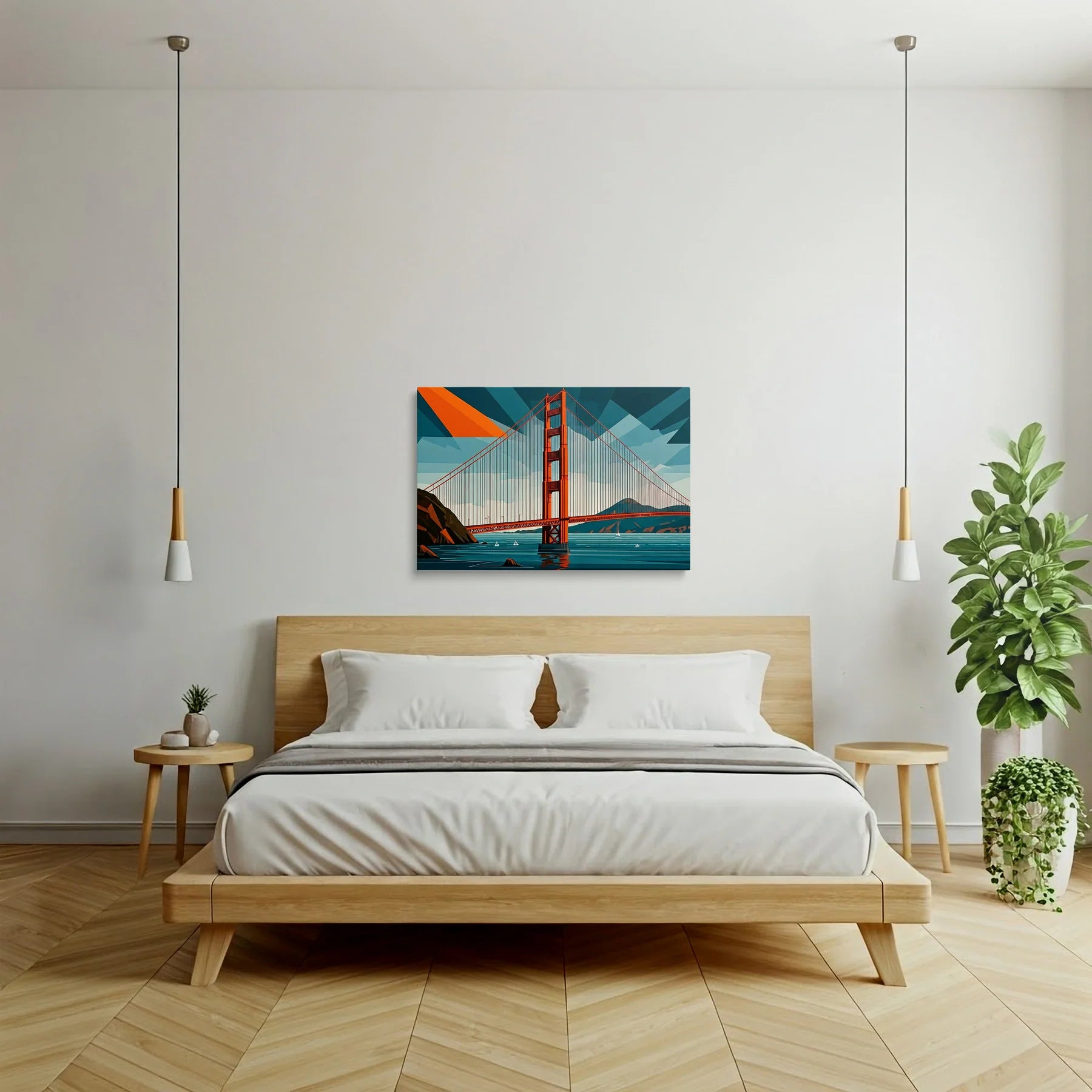 Tablou Modern - Podul Golden Gate în Stil Cubist - vedere dormitor