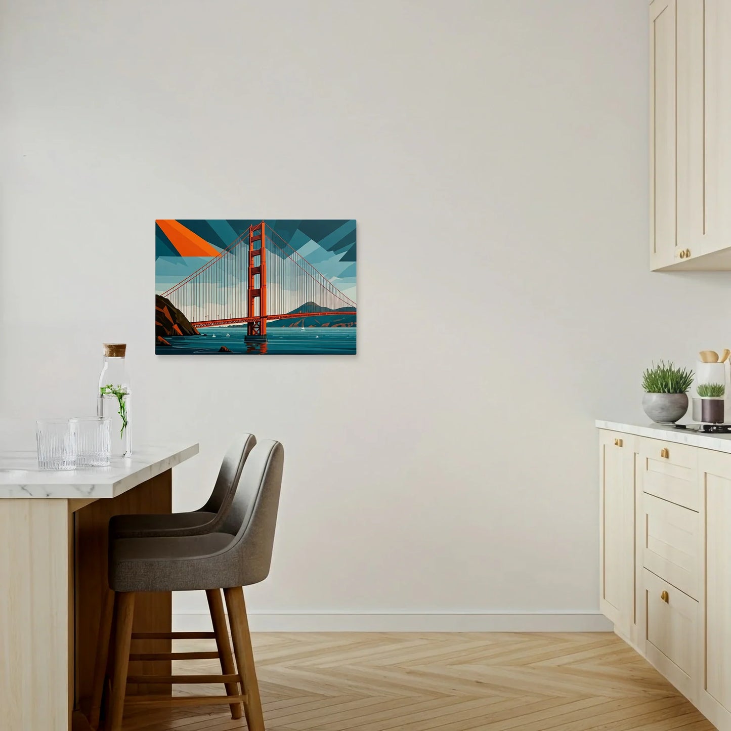 Tablou Modern - Podul Golden Gate în Stil Cubist - vedere bucatarie