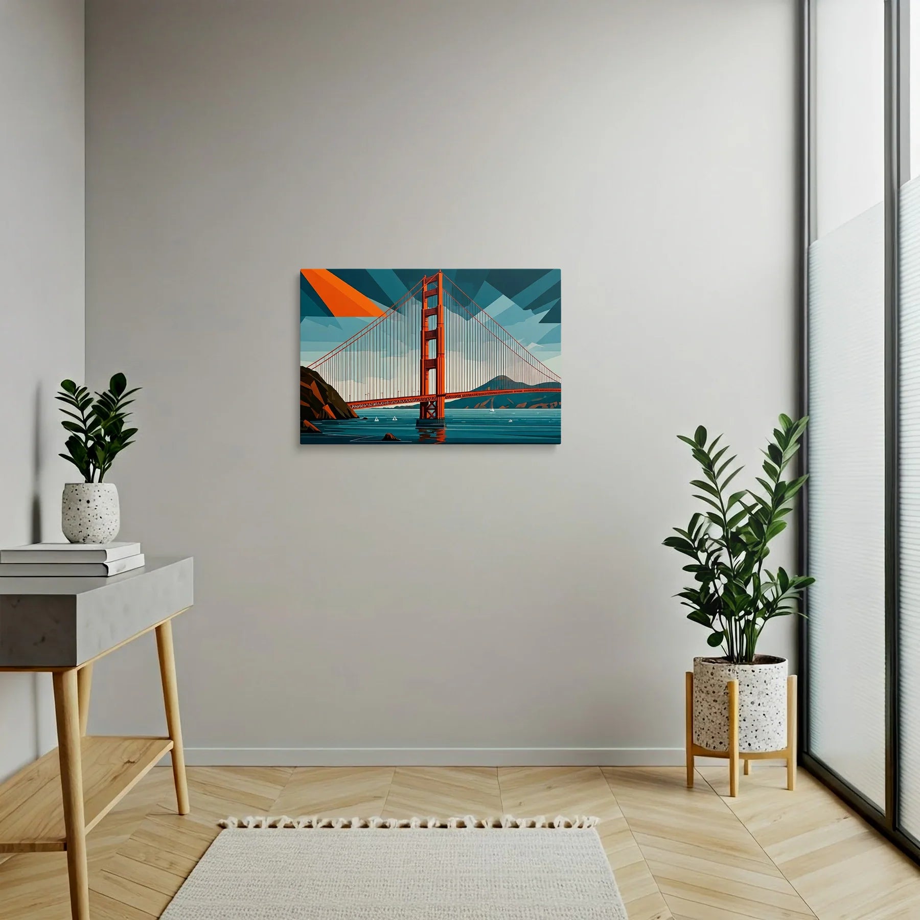 Tablou Modern - Podul Golden Gate în Stil Cubist - vedere hol